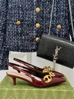 Gucci metal chain slingback sandals