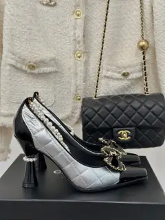 Chanel Double C Colorblock Bowknot Mary Jane Shoes