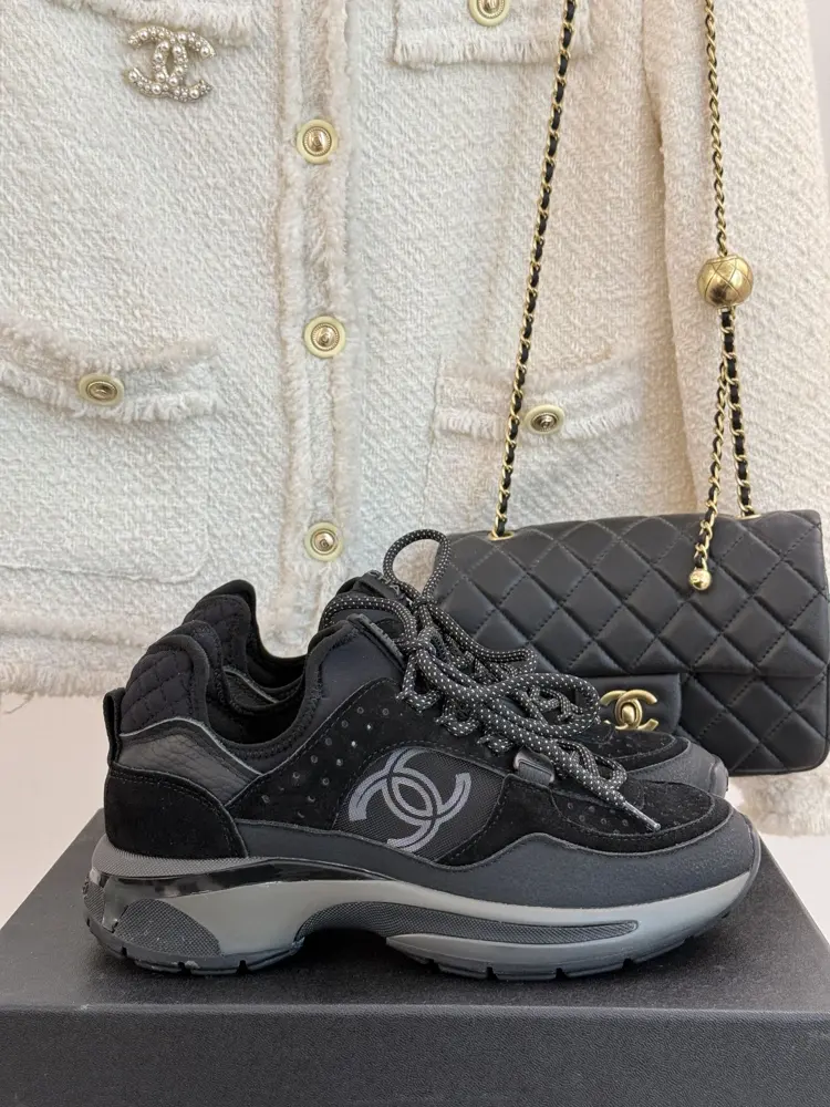 Chanel classic black and white samurai sneakers