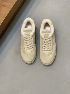 Prada Autumn and Winter Leather Lined Men’s Lace-Up Sneakers