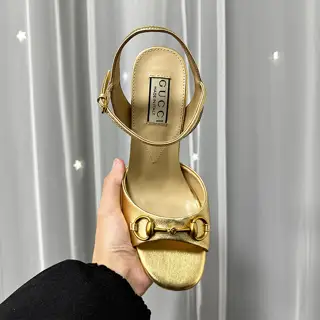 Gucci high-heeled thick-heeled sandals with classic buckle