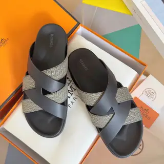 Hermès Kazimir series cross webbing waterproof platform sandals retro second uncle shoes H