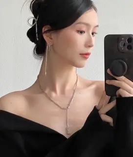 Yves Saint Laurent letter tassel full diamond necklace