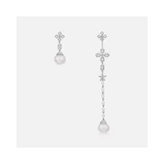 Apm monaco asymmetrical cross-shaped pearl earrings