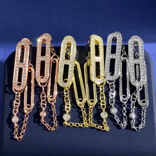 Hermes H Pig nose long tassel diamond-studded Japanese pig nose chain with a small round