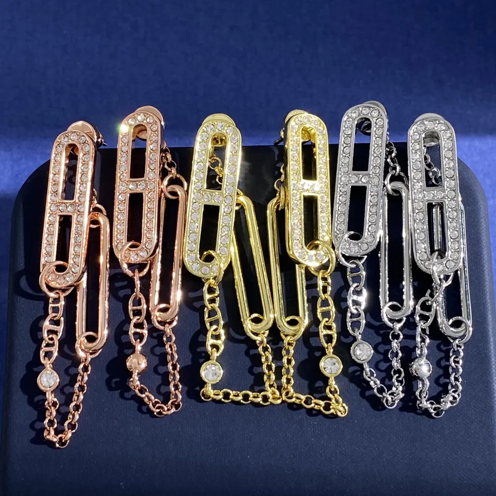 Hermes H Pig nose long tassel diamond-studded Japanese pig nose chain with a small round