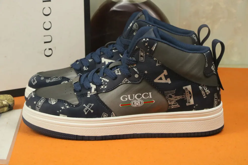 Gucci high-top casual shoes are featured on the cover of Italian men’s shoes fashion