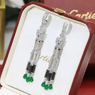 Cartier colored diamond tassel leopard stud earrings are out Celebrity style