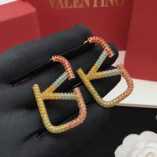 Valentino V-shaped colored diamond earrings
