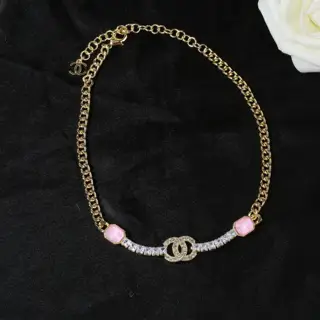 Chanel Pink Diamond Double C Necklace