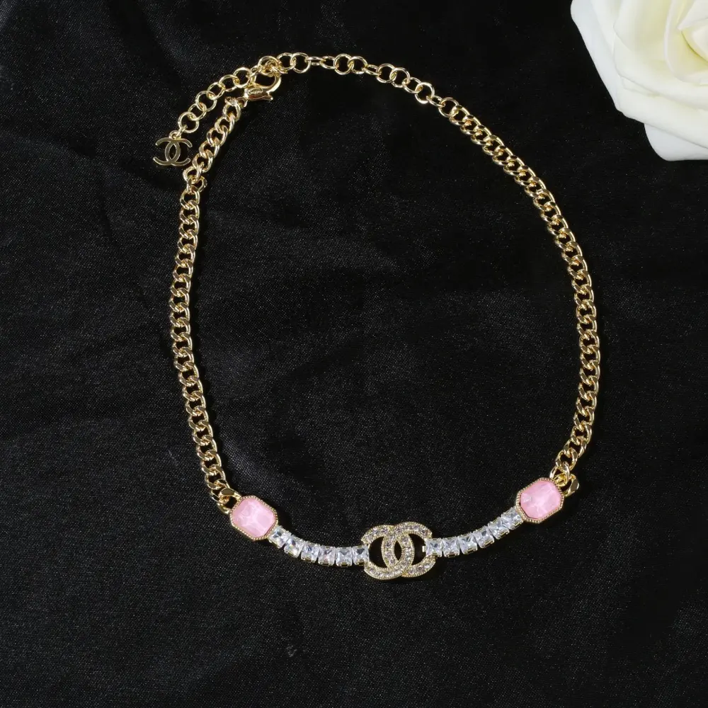 Chanel Pink Diamond Double C Necklace