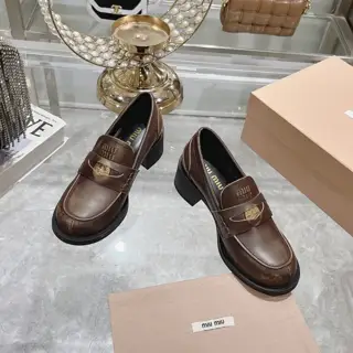 Miu Miu Miu 24 autumn and winter new high-heeled coin loafersrecommended