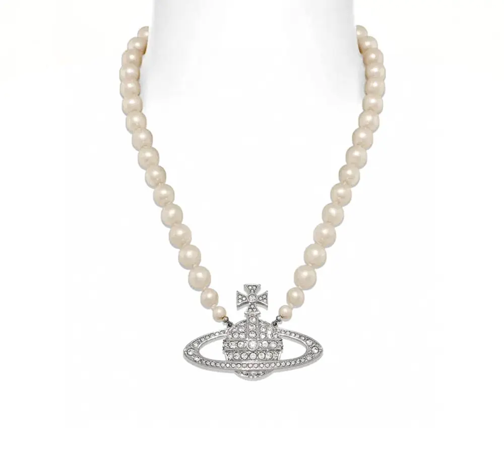 Vivienne Westwood Queen Mother Large Saturn Pearl Necklace