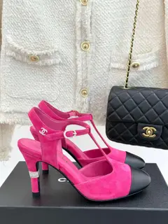 Chanel T-strap double C high-heeled sandals