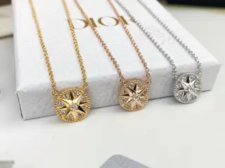 DIOR full diamond compass necklace Lucky Star-Eight-pointed Star Can be worn on both sides
