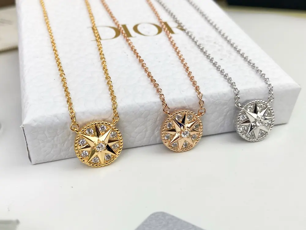 DIOR full diamond compass necklace Lucky Star-Eight-pointed Star Can be worn on both sides