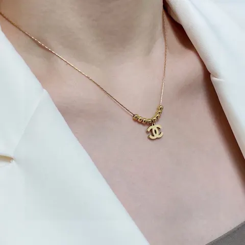 Chanel’s latest double C gold bead pendant necklace 14K stainless steel color retention