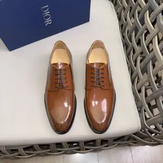 Dior Derby Shoes|Formal leather shoes with leather sole|Crafted with open-edge pearl