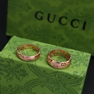 Gucci new single-face double G couple ring about 3g 6-11#