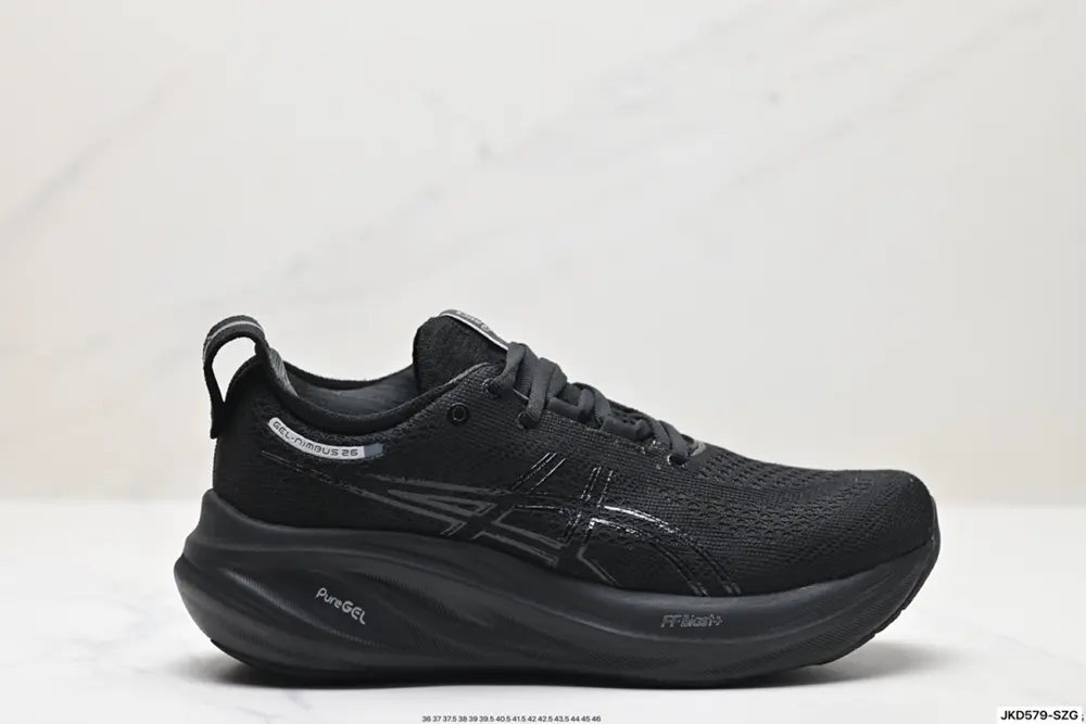 Asics GEL-NIMBUS 26 stable running shoes have a double-layer jacquard mesh design on the 1011B794-003