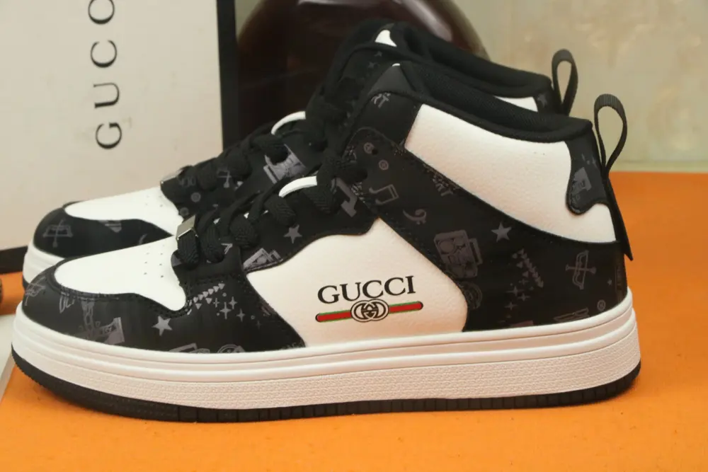 Gucci high-top casual shoes are featured on the cover of Italian men’s shoes fashion