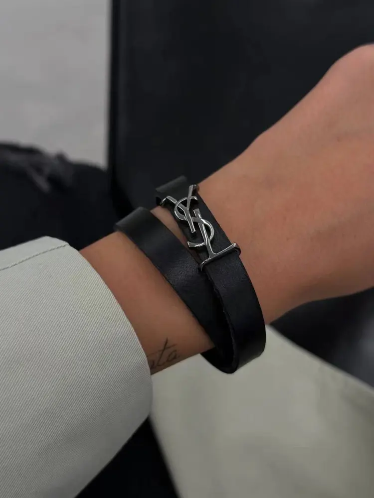 Yves Saint Laurent leather bracelet necklace