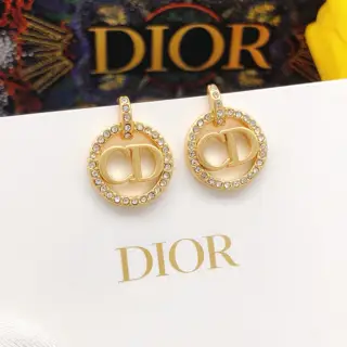 DIOR original new product round CD pendant micro-diamond necklace high-end quality