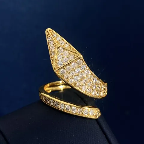 PRADA unmarked personalized diamond-studded snake head and snake tail full diamond triangle