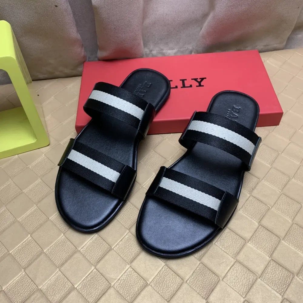BALLY slippers are imported top-grain leather