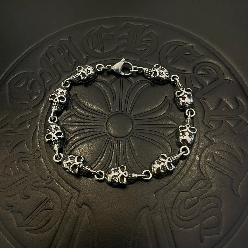 Chrome Hearts classic vintage distressed star skull bracelet