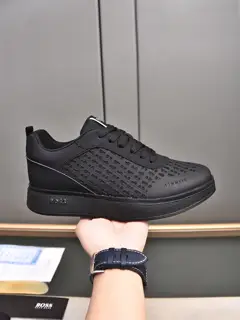 BOSS upper with embossed imported calfskin + comfortable breathable mesh lining