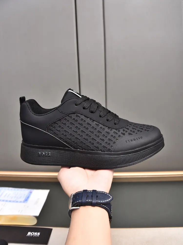BOSS upper with embossed imported calfskin + comfortable breathable mesh lining