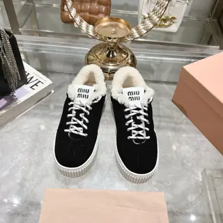 Miu Miu Miu thick-soled biscuit sole 24ss new spring and summer British style lace-up white
