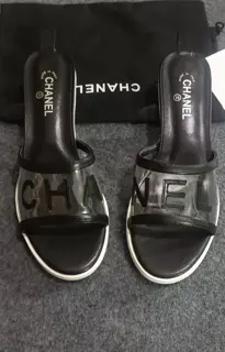 Chanel flip flops CHANEL original transparent crystal heel one-to-one customized