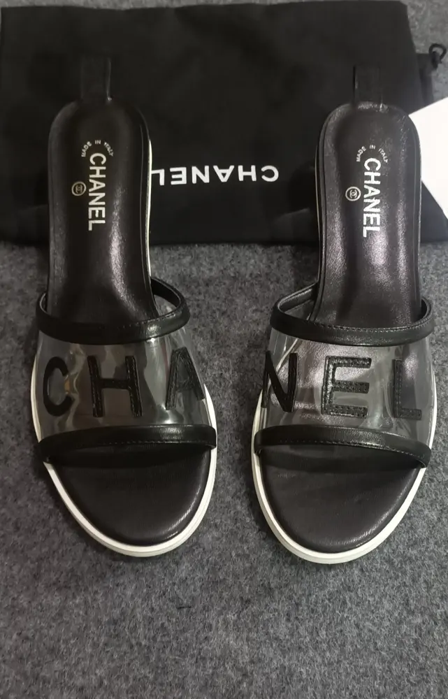 Chanel flip flops CHANEL original transparent crystal heel one-to-one customized