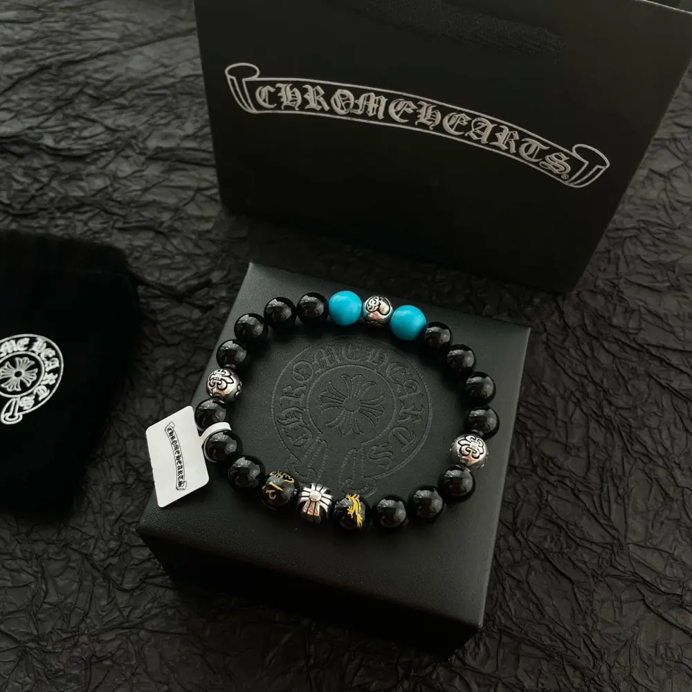 Chrome Hearts classic retro multi-element black agate color matching bracelet