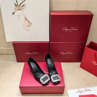 Roger Vivier satin with diamond buckle
