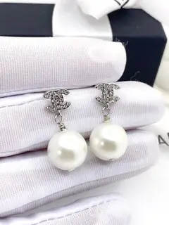 Chanel Mini Double C Pearl Earrings