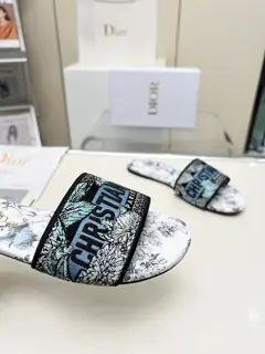 Dior leather slippers with monogram embroidery