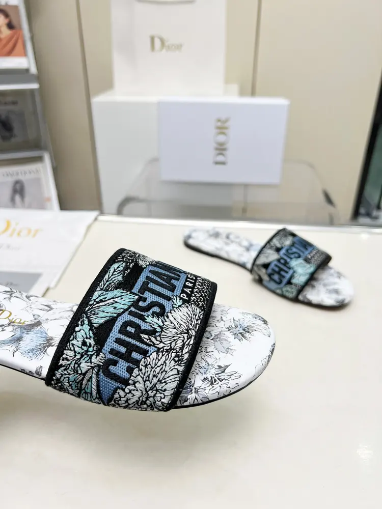Dior leather slippers with monogram embroidery