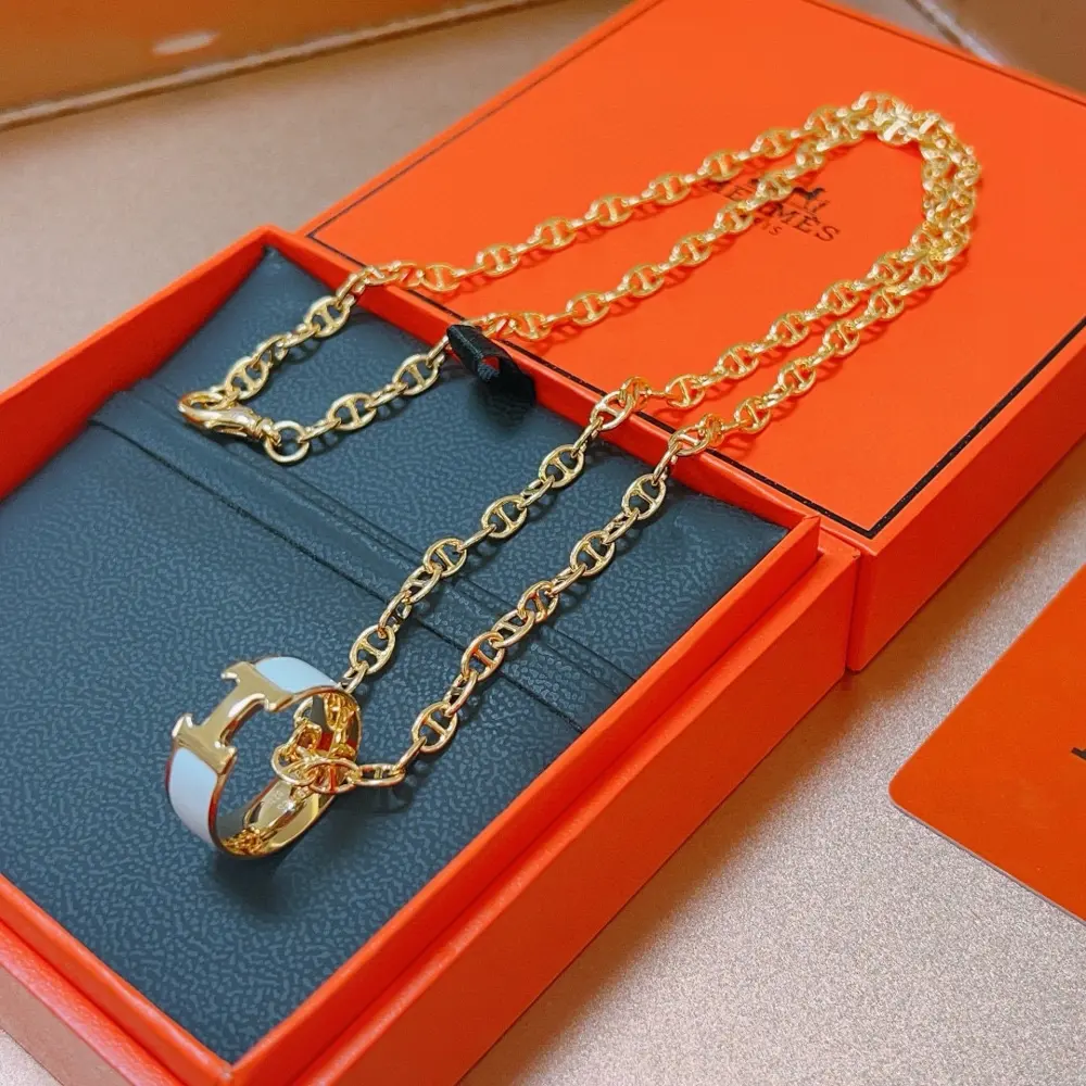 HERMES necklace H disc series jewelry imported custom. High-end chain classic match new
