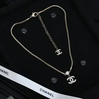 Chanel full diamond double c beautiful Chopard snake bone chain necklace