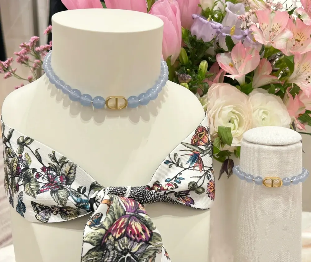 [Dior’s latest blue pearl necklace] consistent ZP brass material