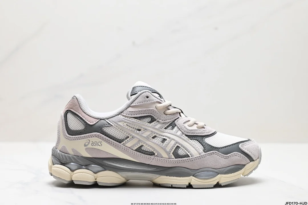 ASICS GEL-NYC breathable mesh upper with some synthetic leather material uses new AHAR+ 1201A789-750