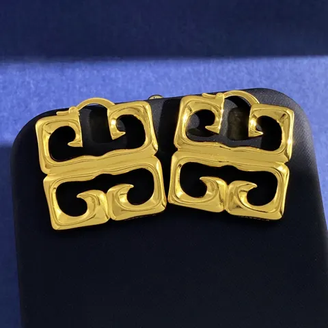 Givenchy simple hollow glossy metal texture square earrings