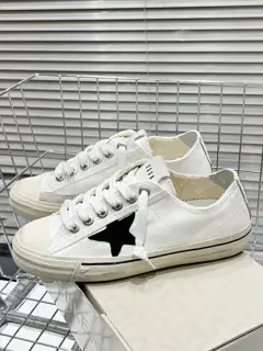 Golden Goose white cloth black star distressed casual shoes