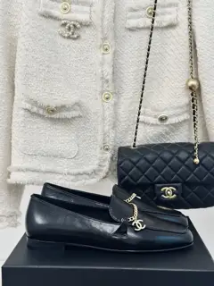 Chanel classic double C chain loafers