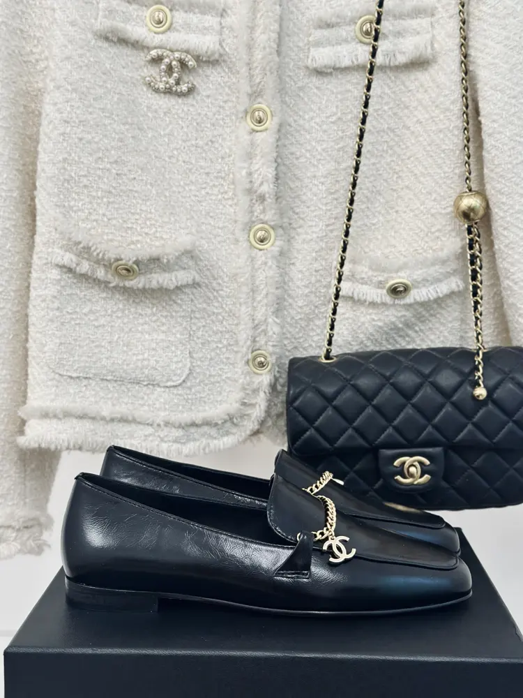 Chanel classic double C chain loafers