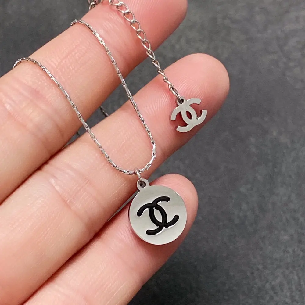 Chanel Double C silver necklace