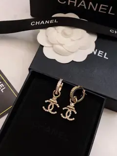 Chanel Double C Round ⭕ Pearl Stud Earrings
